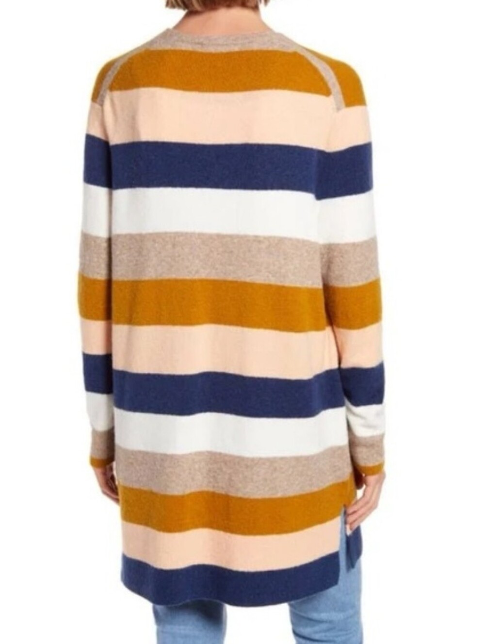 Madewell Kent Bengali IndigoStripe Wool Blend OpenCardigan, Size XL - Picture 4 of 17